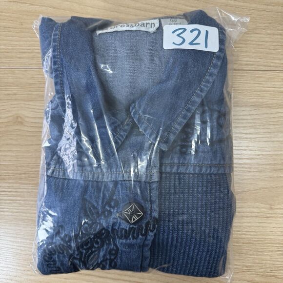 Dressbarn Denim Quilted Patchwork Vest Womens XL Embroidered Grandmacore Cottage - Picture 10 of 10